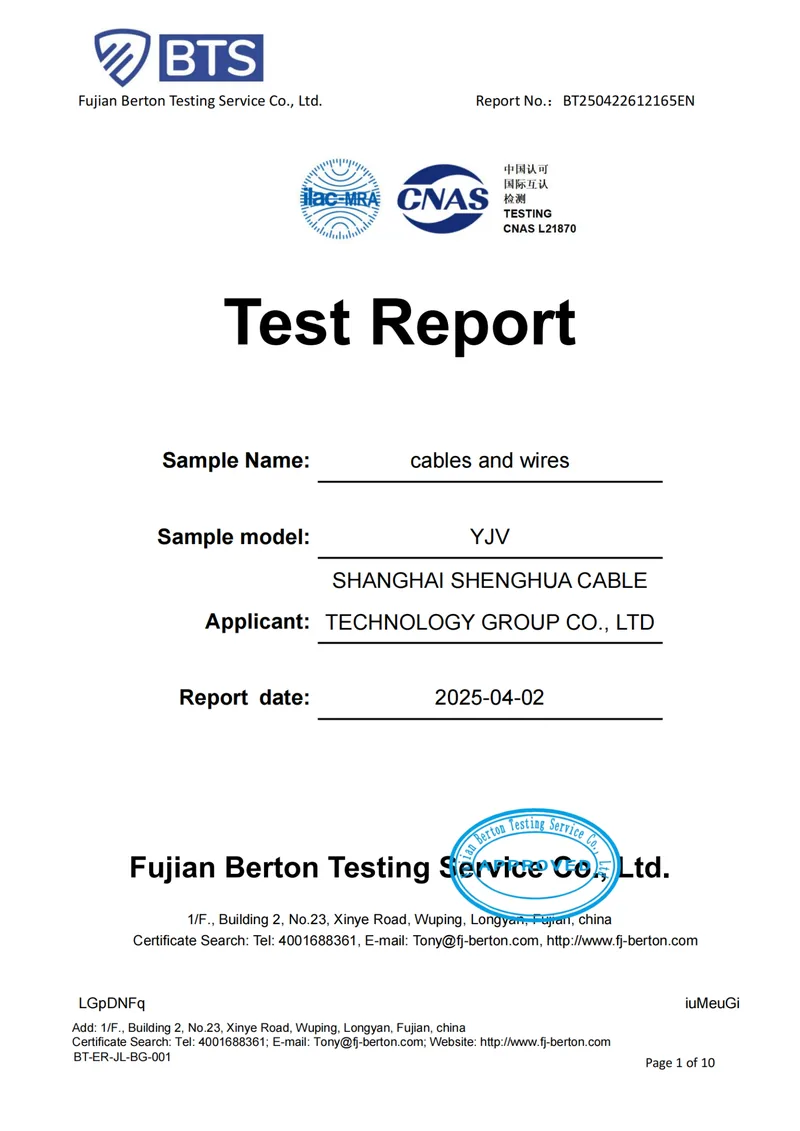 RoHS test report from Fujian Berton Testing Service, headed as a test report rather than a certificate