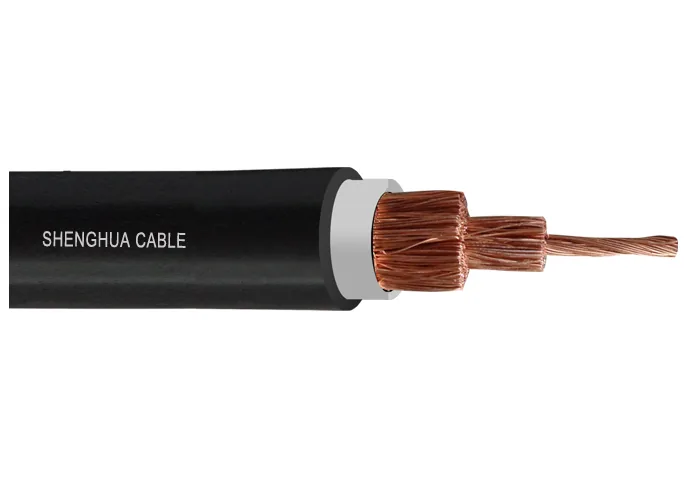 Cable with a black sheath cut back to a stranded copper conductor